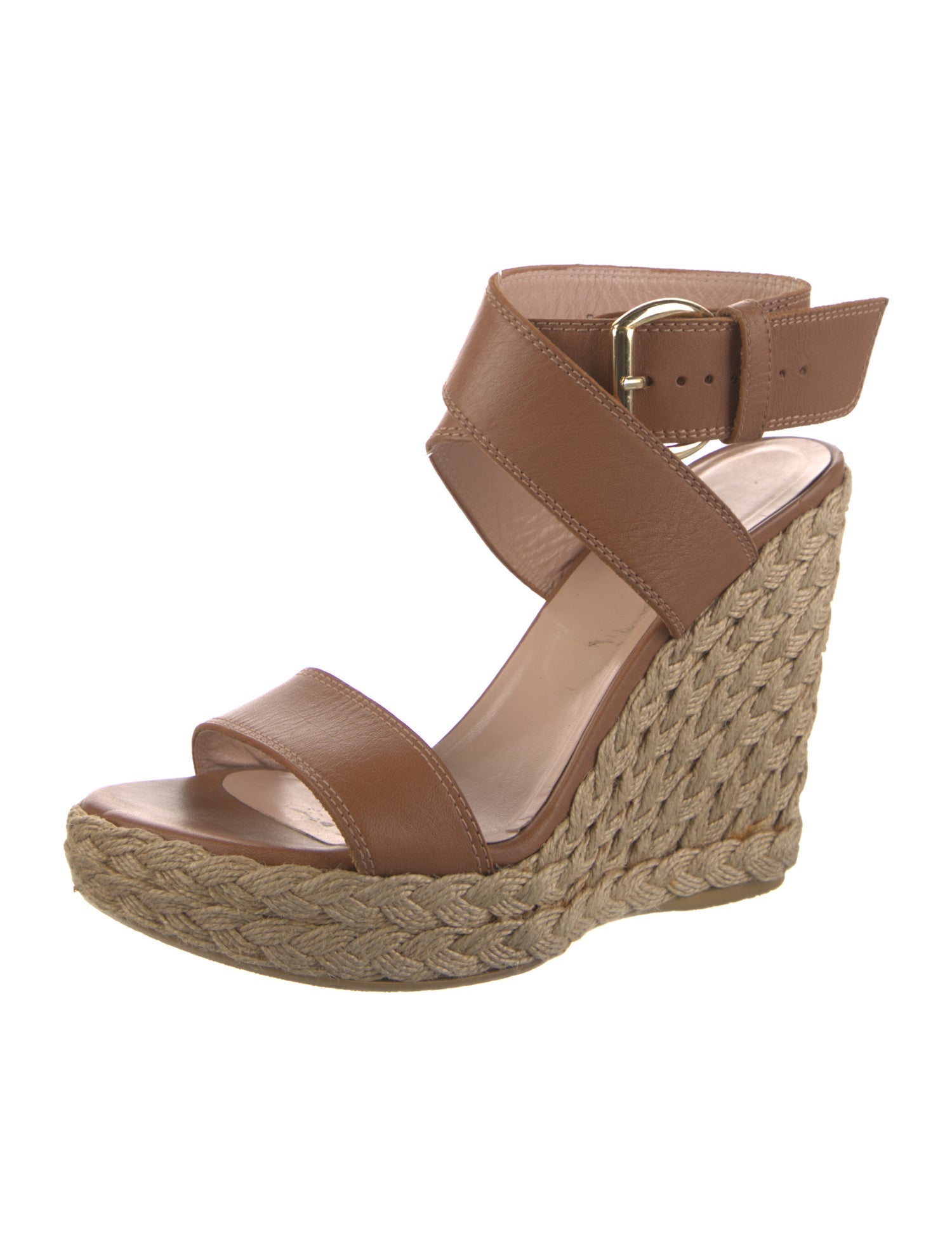 Stuart Weitzman Leather Braided Accents Espadrilles