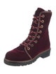 Stuart Weitzman Velvet Colorblock Pattern Combat Boots