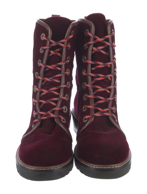 Stuart Weitzman Velvet Colorblock Pattern Combat Boots