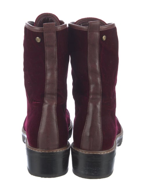 Stuart Weitzman Velvet Colorblock Pattern Combat Boots