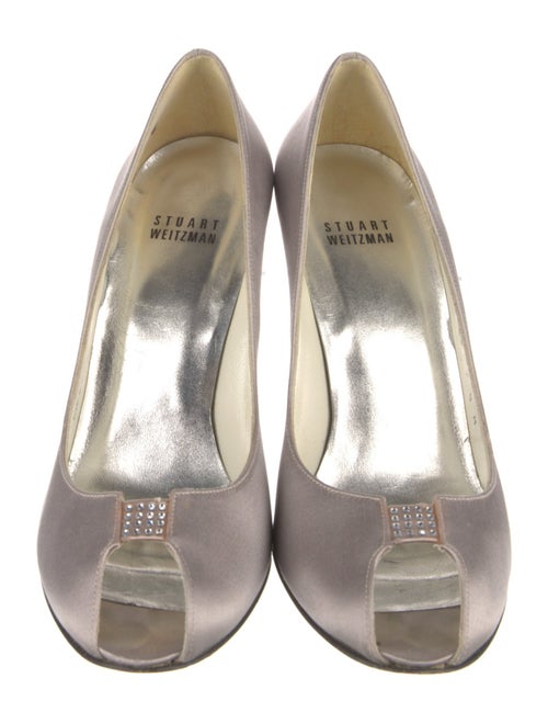 Stuart Weitzman Satin Crystal Embellishments Pumps
