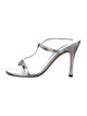 Stuart Weitzman Leather Crystal Embellishments T-Strap Sandals