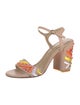 Stuart Weitzman Leather Floral Print Sandals