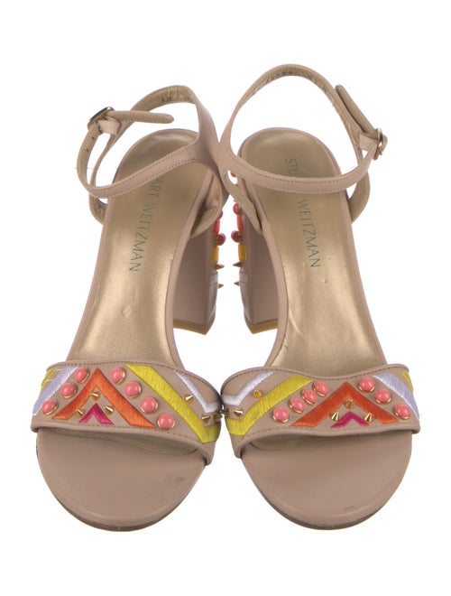 Stuart Weitzman Leather Floral Print Sandals