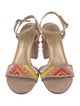 Stuart Weitzman Leather Floral Print Sandals