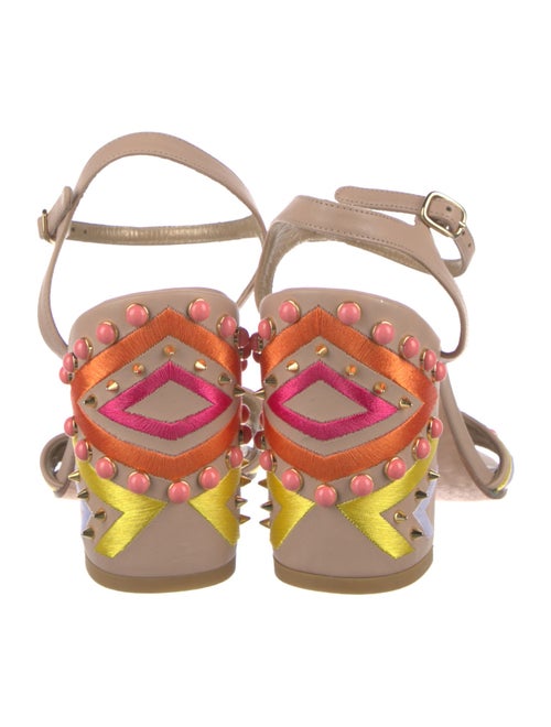 Stuart Weitzman Leather Floral Print Sandals