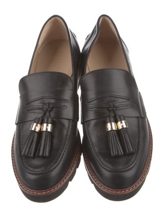 Stuart Weitzman Leather Tassel Accents Loafers
