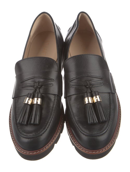 Stuart Weitzman Leather Tassel Accents Loafers