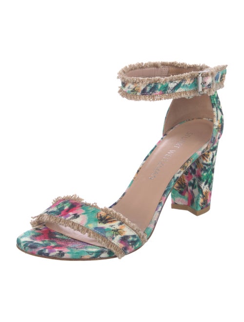 Stuart Weitzman Leather Floral Print Sandals