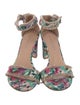 Stuart Weitzman Leather Floral Print Sandals