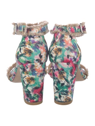 Stuart Weitzman Leather Floral Print Sandals