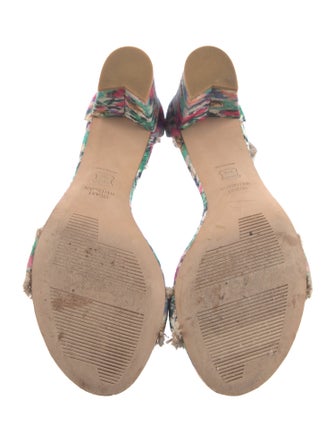 Stuart Weitzman Leather Floral Print Sandals