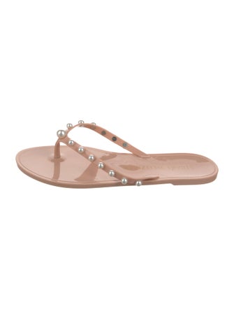 Stuart Weitzman Rubber Studded Accents Flip Flops