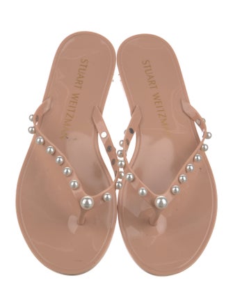 Stuart Weitzman Rubber Studded Accents Flip Flops