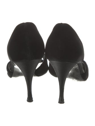 Stuart Weitzman Velvet Crystal Embellishments Sandals