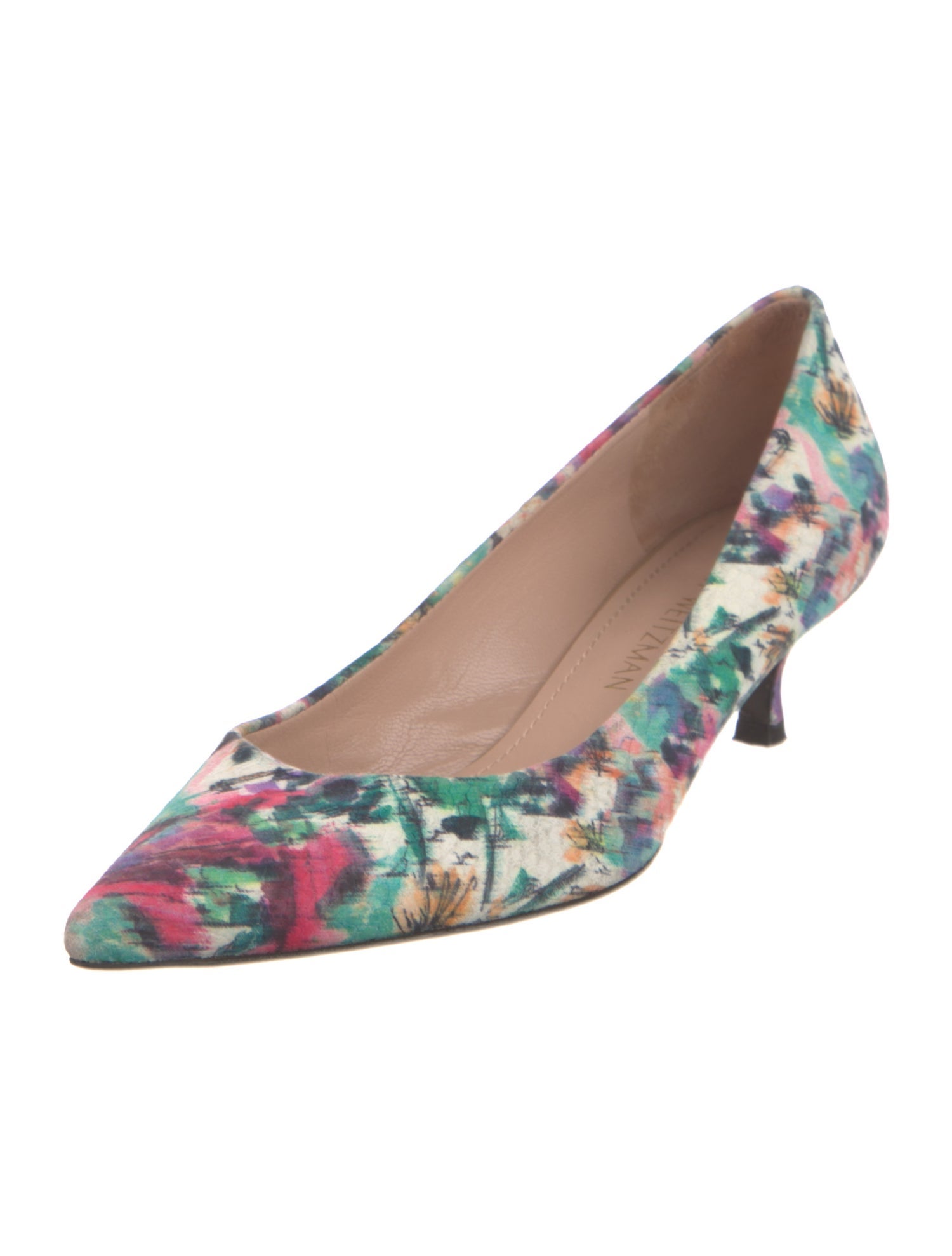 Stuart Weitzman Leather Floral Print Pumps