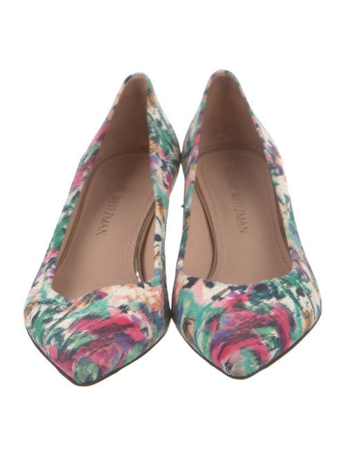 Stuart Weitzman Leather Floral Print Pumps