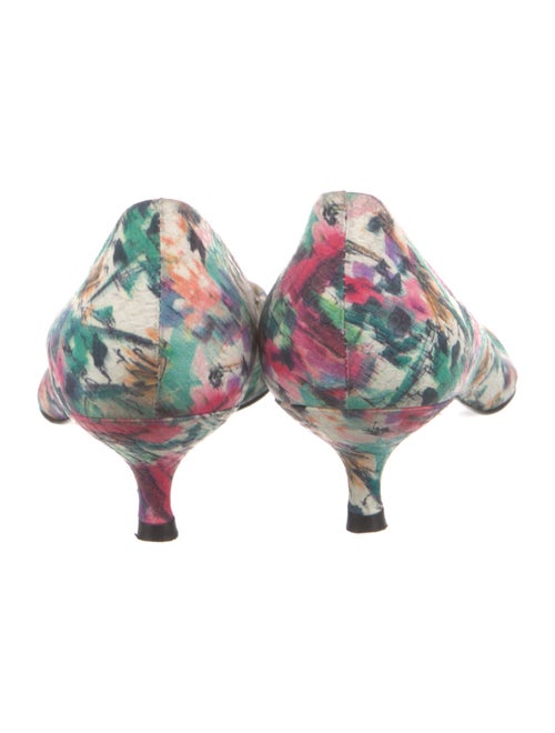 Stuart Weitzman Leather Floral Print Pumps