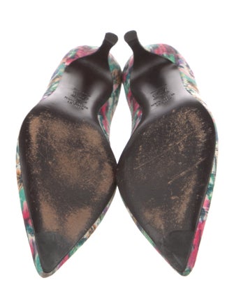 Stuart Weitzman Leather Floral Print Pumps