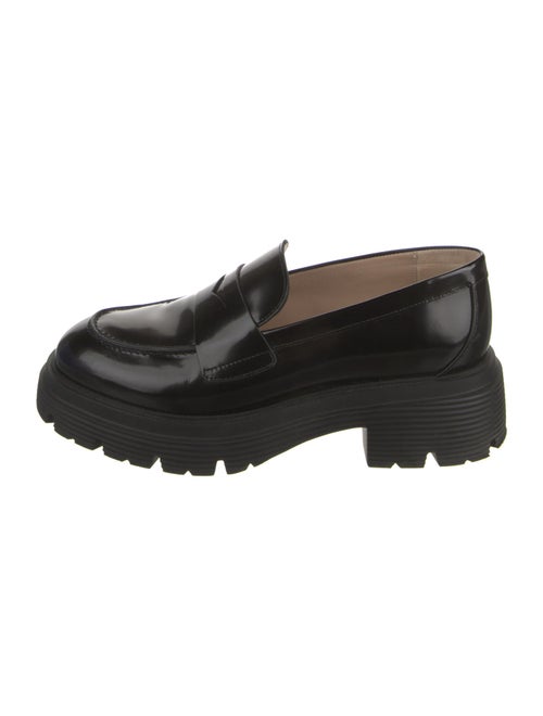 Stuart Weitzman Leather Bow Accents Loafers