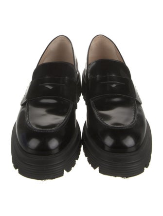 Stuart Weitzman Leather Bow Accents Loafers