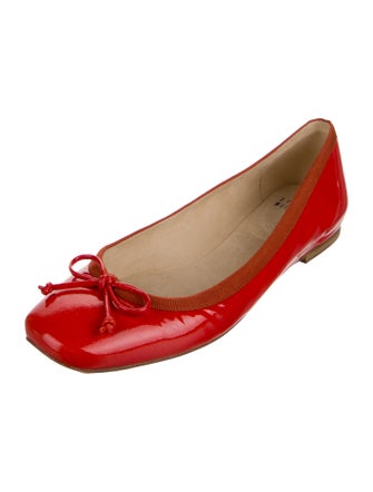 Stuart Weitzman Patent Leather Bow Accents Ballet Flats