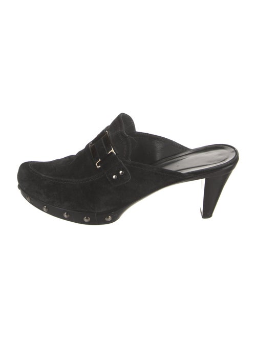Stuart Weitzman Suede Studded Accents Mules
