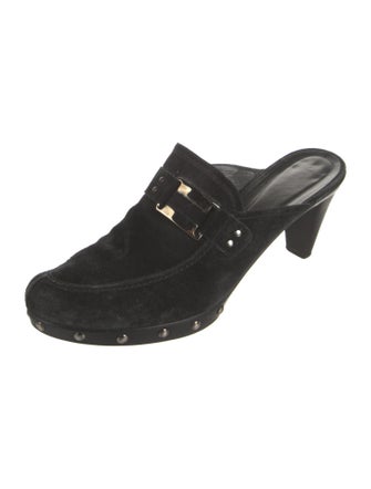Stuart Weitzman Suede Studded Accents Mules