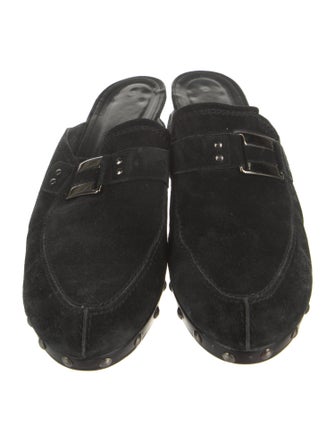 Stuart Weitzman Suede Studded Accents Mules