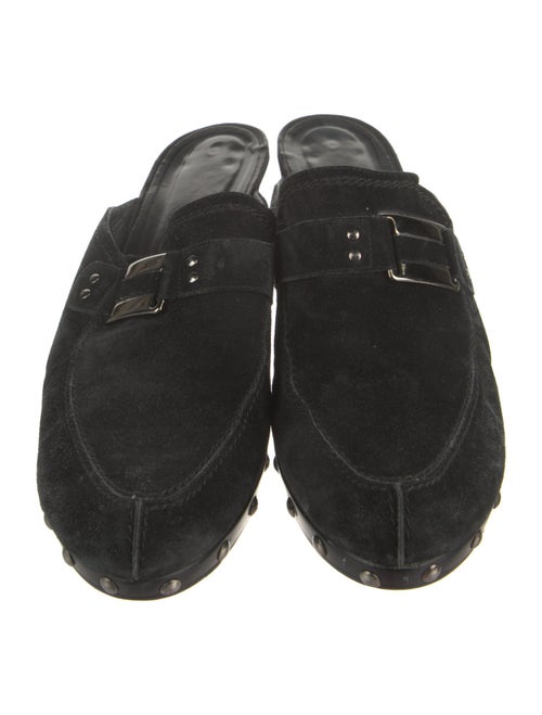 Stuart Weitzman Suede Studded Accents Mules