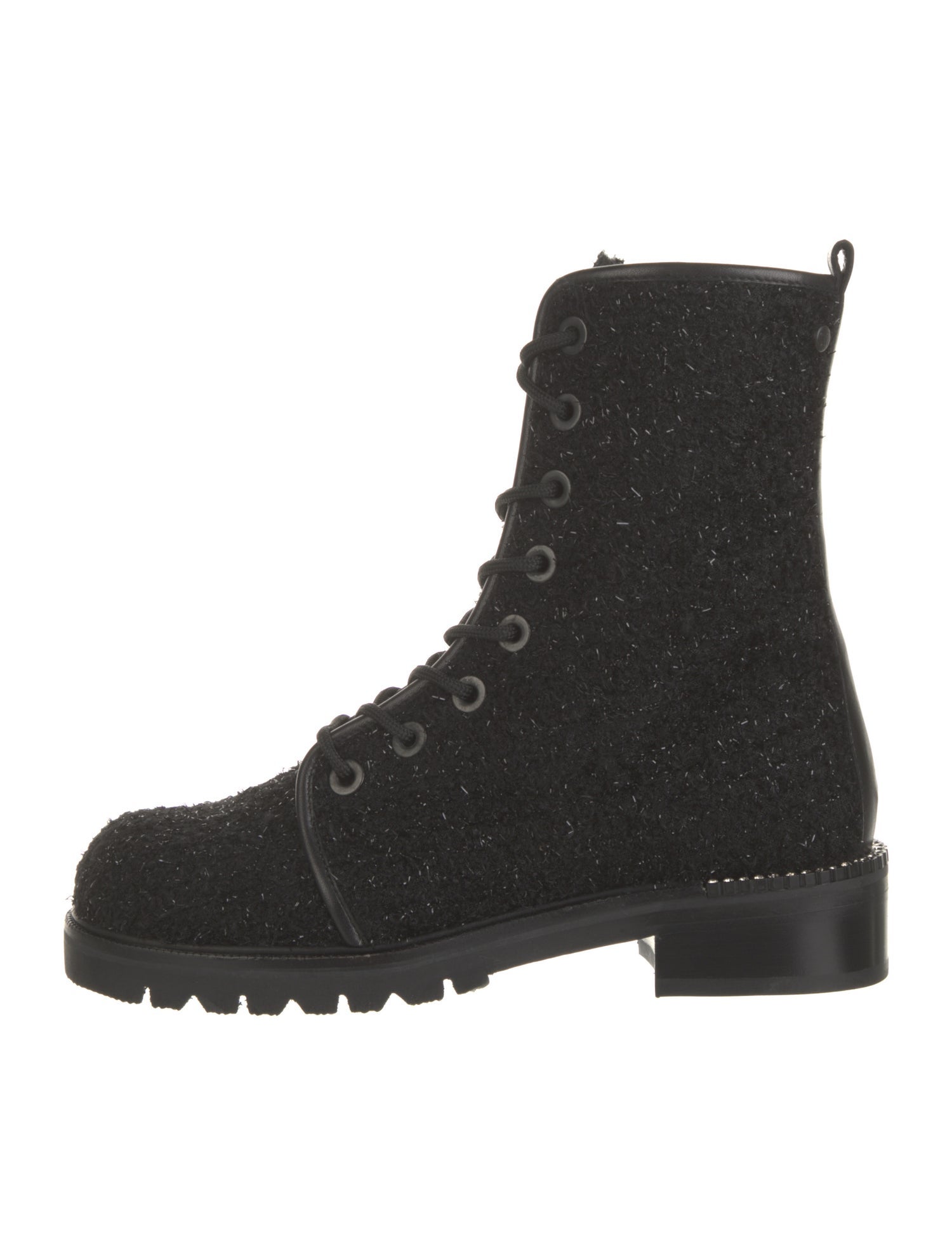 Stuart Weitzman Tweed Crystal Embellishments Combat Boots w/ Tags