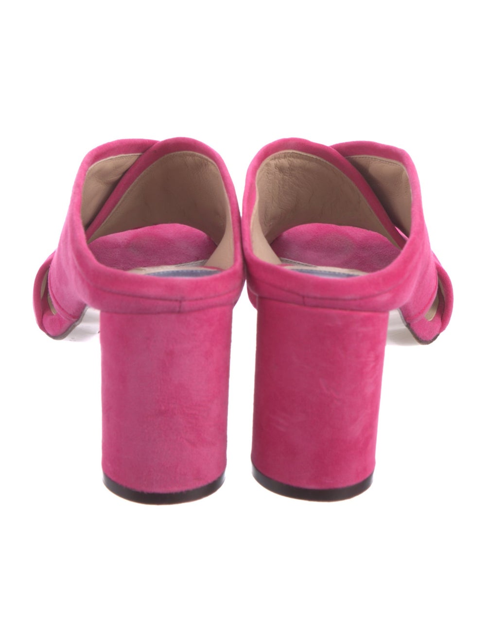 Stuart Weitzman Suede Slides Pink Crossover Straps - image 4