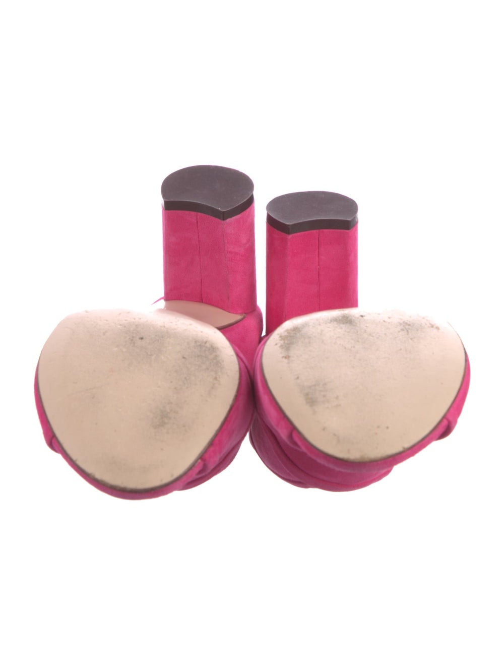Stuart Weitzman Suede Slides Pink Crossover Straps - image 5