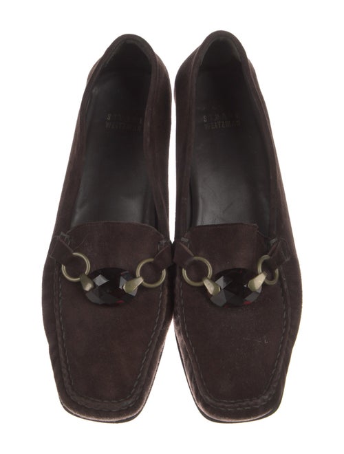 Stuart Weitzman Suede Crystal Embellishments Flats