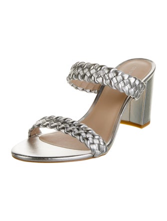 Stuart Weitzman Patent Leather Animal Print Slides