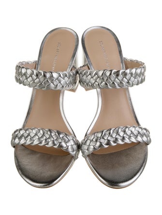 Stuart Weitzman Patent Leather Animal Print Slides