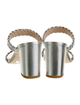 Stuart Weitzman Patent Leather Animal Print Slides