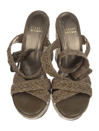 Stuart Weitzman Straw Braided Accents Espadrilles