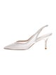 Stuart Weitzman Satin Leather Trim Embellishment Slingback Pumps