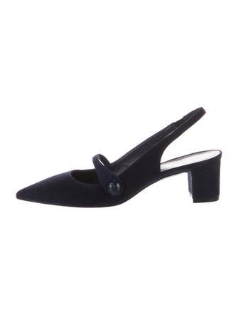 Stuart Weitzman Suede Bow Accents Slingback Pumps