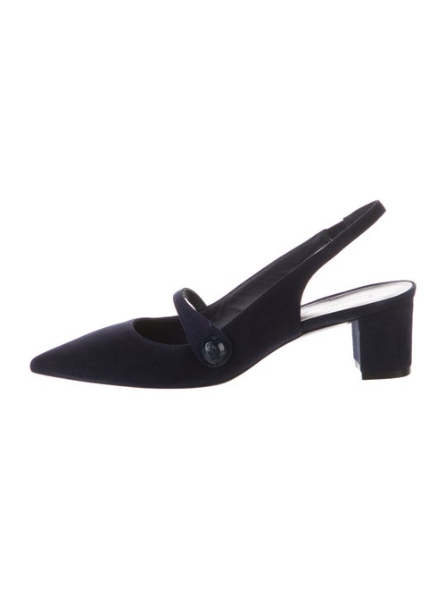 Stuart Weitzman Suede Bow Accents Slingback Pumps
