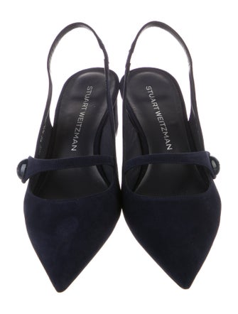 Stuart Weitzman Suede Bow Accents Slingback Pumps