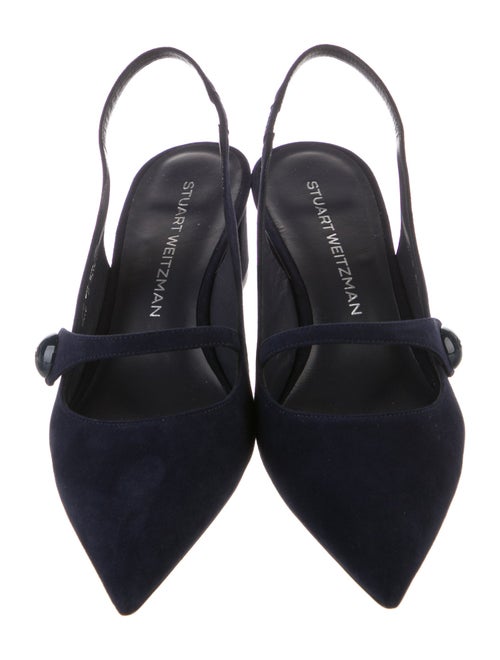 Stuart Weitzman Suede Bow Accents Slingback Pumps