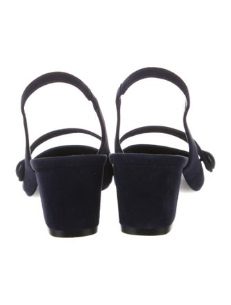 Stuart Weitzman Suede Bow Accents Slingback Pumps