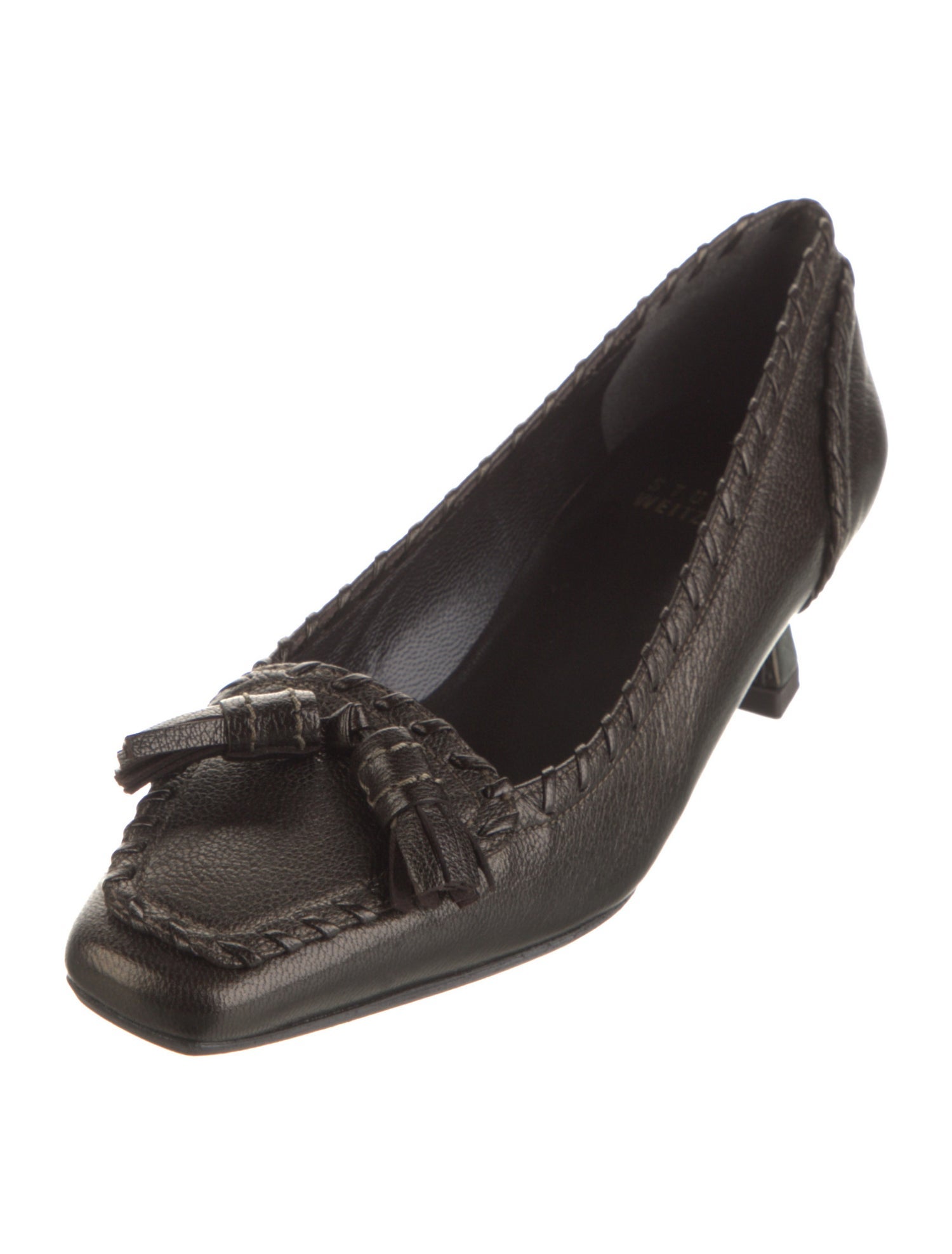 Stuart Weitzman Leather Whipstitch Trim Pumps w/ Tags