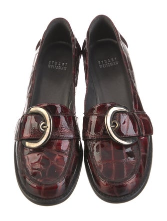 Stuart Weitzman Patent Leather Animal Print Loafers