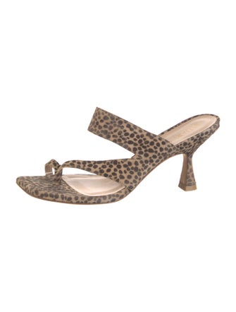 Stuart Weitzman Suede Animal Print Slides