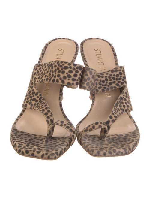 Stuart Weitzman Suede Animal Print Slides