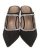 Stuart Weitzman Suede Crystal Embellishments Mules