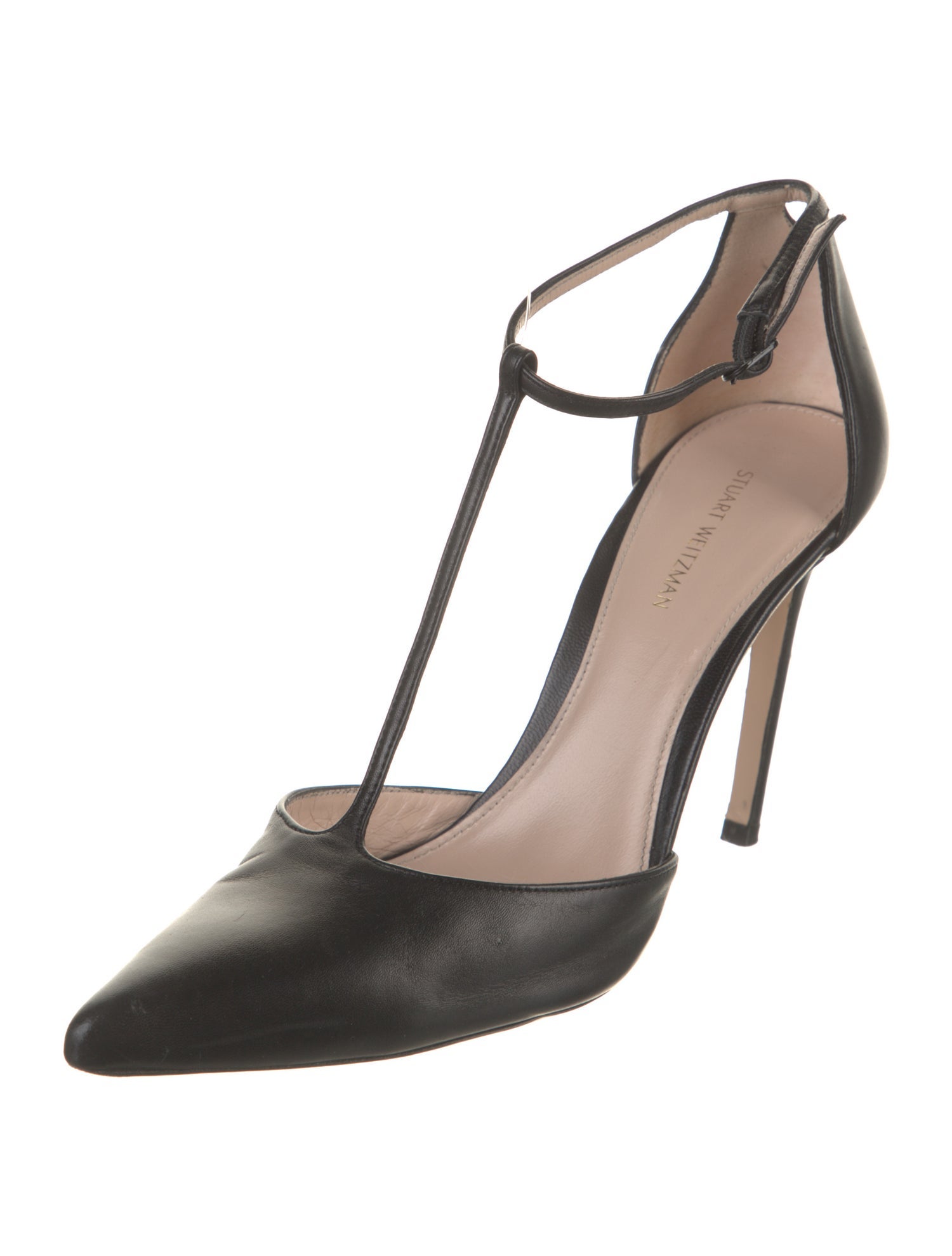 Stuart Weitzman Leather T-Strap Pumps